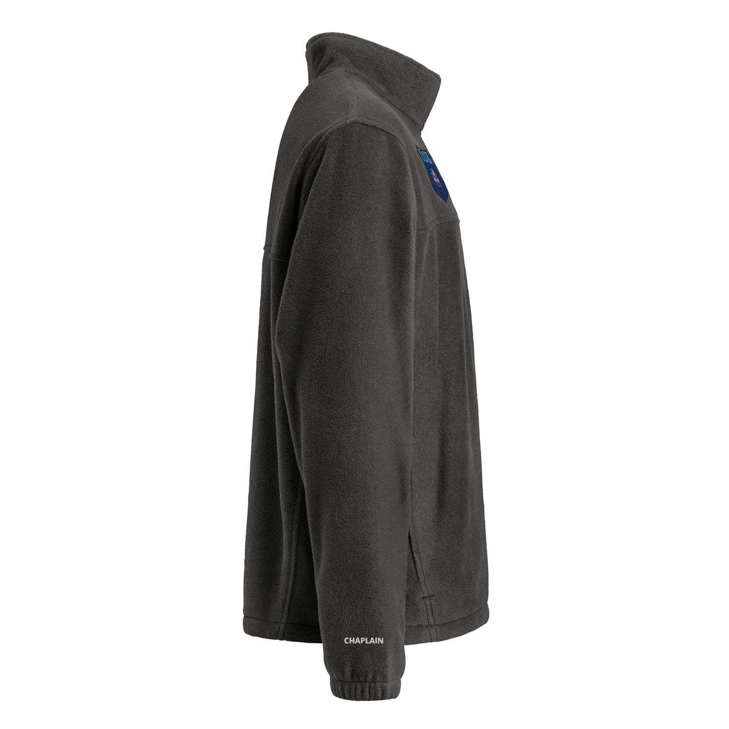 Unisex Columbia fleece jacket (Logo on chest, NV on Sleeve, CHAPLAIN on other sleeve)