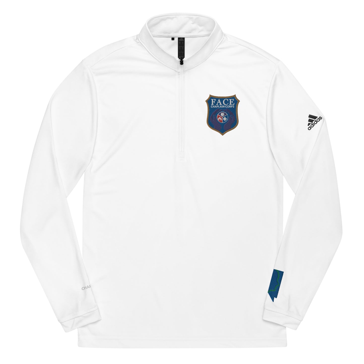Quarter zip pullover (Logo Chest, NV Sleeve, CHAPLAIN other sleeve)