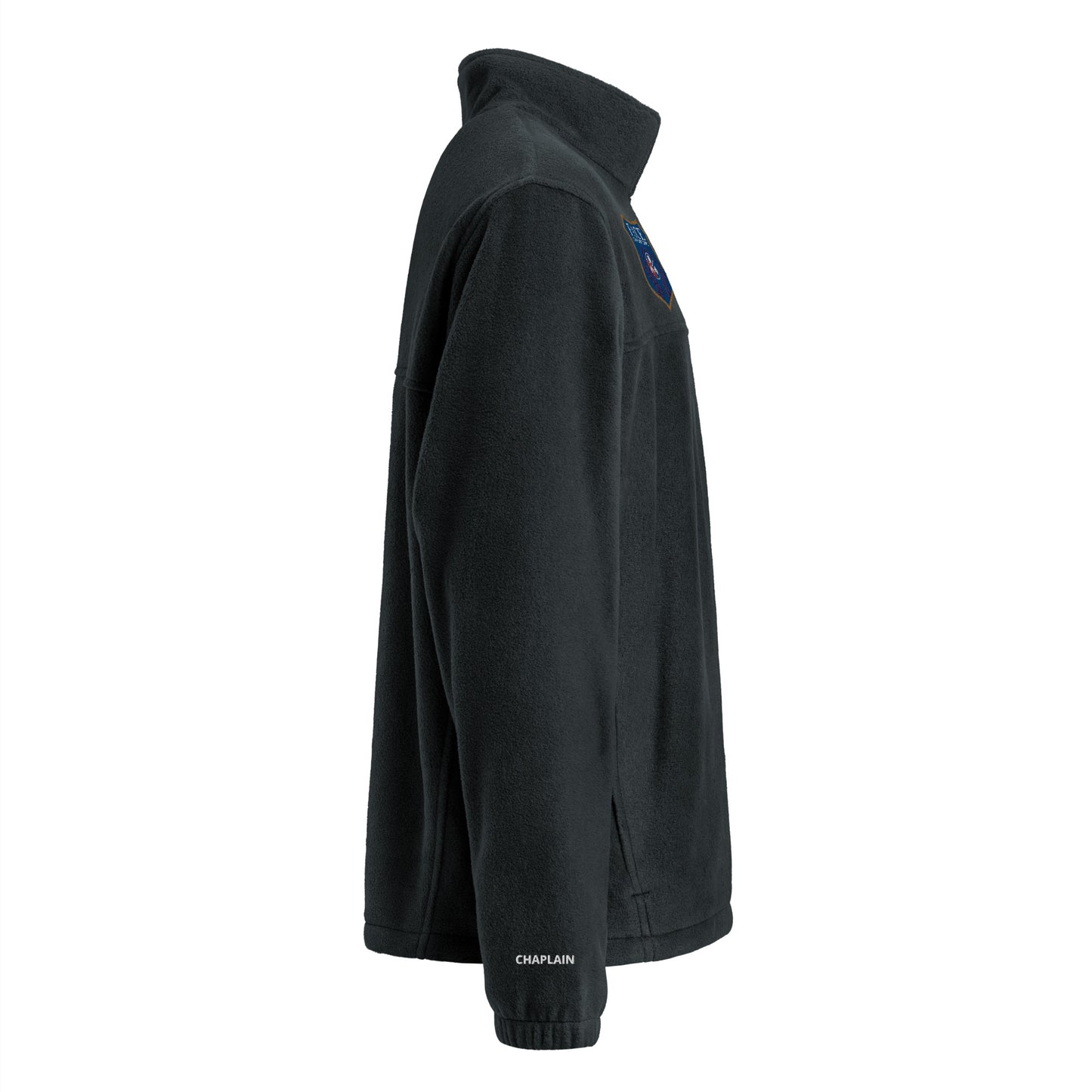 Unisex Columbia fleece jacket (Logo on chest, NV on Sleeve, CHAPLAIN on other sleeve)